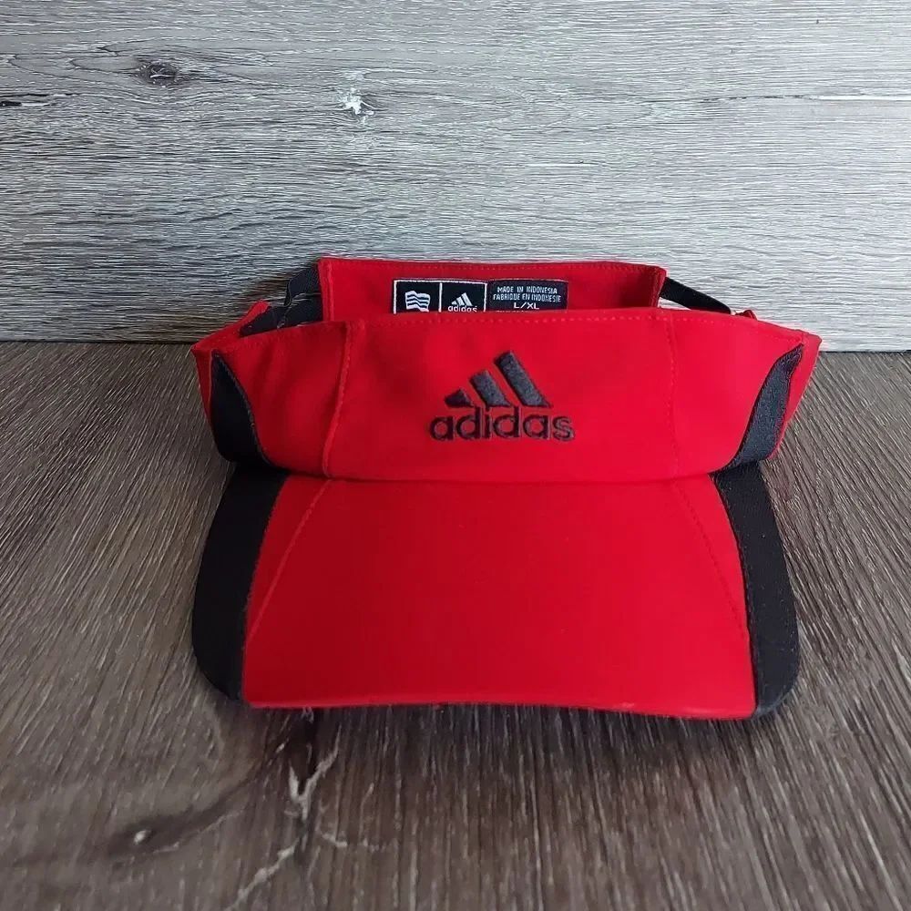 ADIDAS BLACK RED GOLF TENNIS VISOR WOMENS SZ L/XL
